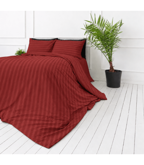 Premium satin bettwäsche set "Sun-dried Tomato Stripe Sateen". Bettwäsche aus Satin