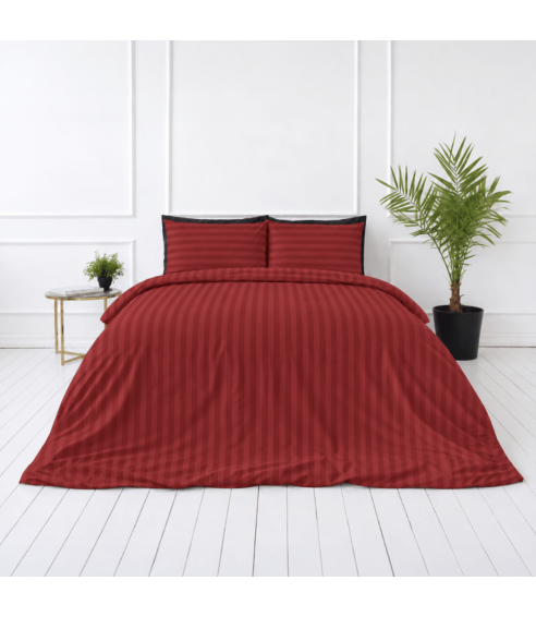 Premium satin bettwäsche set "Sun-dried Tomato Stripe Sateen". Bettwäsche aus Satin