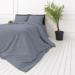Premium satin bettwäsche set "Tradewinds sateen". Mako Satin Bettwäsche, 135/140x200 cm, 155x220 cm, 160x200 cm, 180x200 cm, 200x200 cm, 200x220 cm, 220x240 cm. Blaugrauer bettdeckenbezug und blaugraue kissenbezüge.