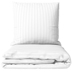 Premium satin bettwäsche set "White Stripe Sateen". Bettwäsche 150x200, 135/140x200 cm, 150x200 cm, 155/160x200 cm, 180x200 cm, 200x200 cm, 200x220 cm, 220x240 cm. Weiße bettwäsche mit dezentem glänzendem streifenmuster