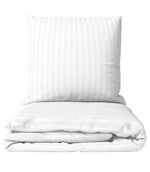 Premium satin bettwäsche set "White Stripe Sateen". Bettwäsche aus Satin