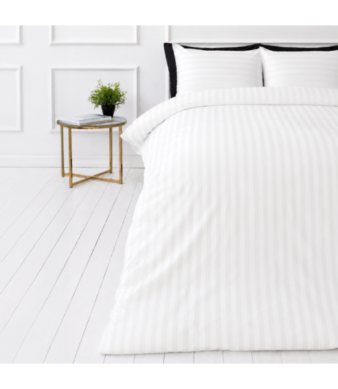 Premium satin bettwäsche set "White Stripe Sateen". Bettwäsche aus Satin