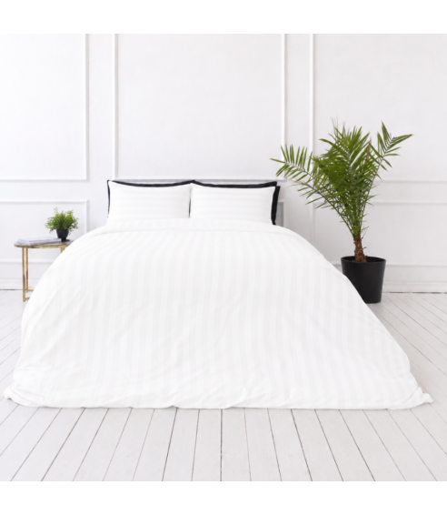 Premium satin bettwäsche set "White Stripe Sateen". Bettwäsche aus Satin