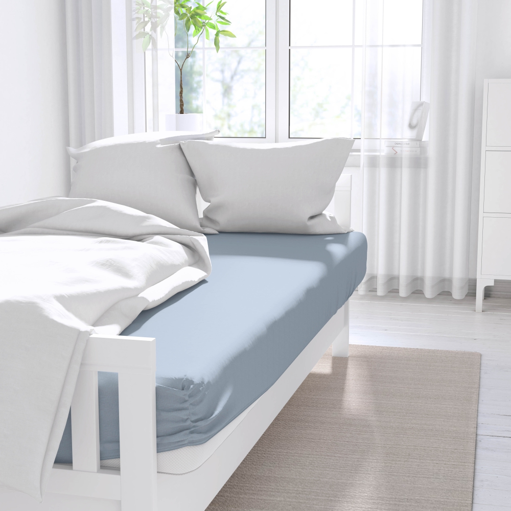 Satin Bettlaken „Light blue“. Bettlaken, 150x220 cm, 180x220 cm, 200x220 cm