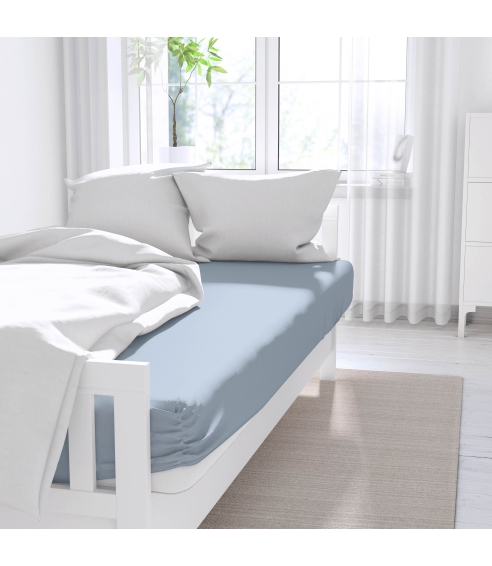 Satin Bettlaken „Light blue“. Bettlaken