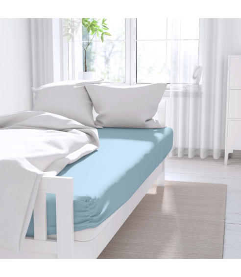 Satin Bettlaken „Ice blue“. Bettlaken
