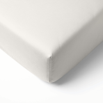 Satin Spannbettlaken „Snow White Sateen“. Spannbettlaken 160x200, 90x200 cm, 135/140x200 cm, 160x200 cm, 180x200 cm. Elfenbeinfarbenes spannbettlaken ohne muster.