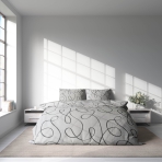 Satin bettwäsche set "Calligraphy". Bettwäsche aus Satin, 135/140x200 cm, 200x200 cm, 200x220 cm