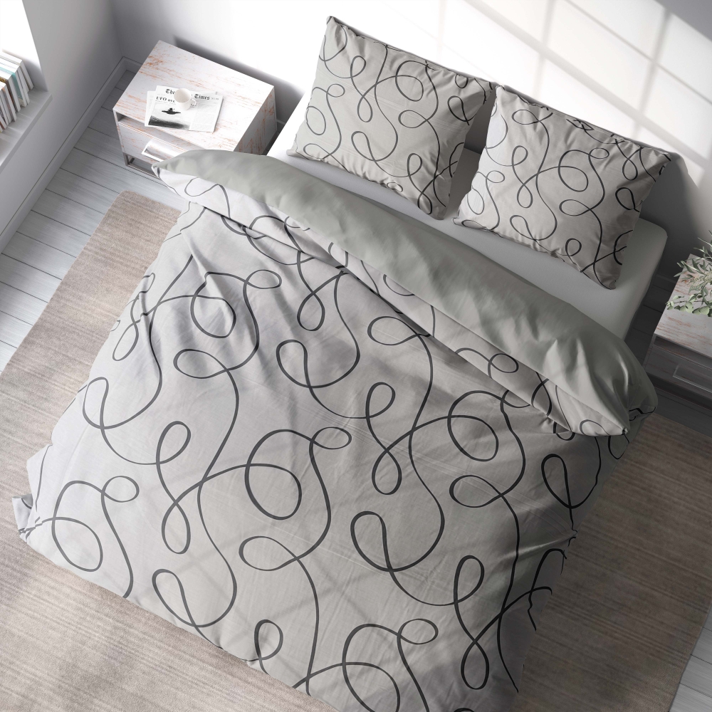 Satin bettwäsche set "Calligraphy". Bettwäsche aus Satin, 135/140x200 cm, 200x200 cm, 200x220 cm