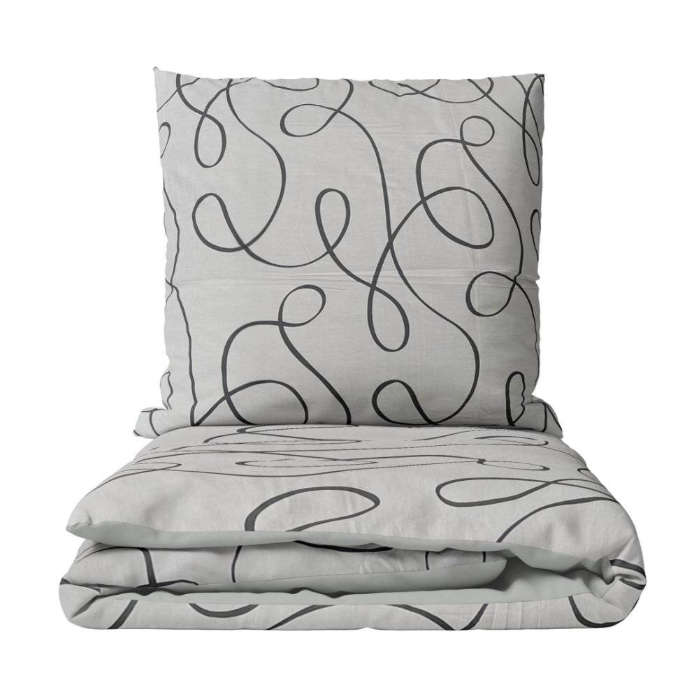 Satin bettwäsche set "Calligraphy". Bettwäsche aus Satin, 135/140x200 cm, 200x200 cm, 200x220 cm