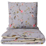 Satin bettwäsche set "Daphne". Bettwäsche 135x200, 135/140x200 cm, 200x200 cm, 200x220 cm. Grau-violette bettwäsche mit zartem rosa, weißem und grünem blumenmuster Satin bettwäsche set "Daphne". Bettwäsche 135x200, 135/140x200 cm, 200x200 cm, 200x220 cm. Grau-violette bettwäsche mit zartem rosa, weißem und grünem blumenmuster