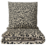 Satin bettwäsche set "Exotic Leopard". Bettwäsche 135x200, 135/140x200 cm, 200x200 cm, 200x220 cm. Cremefarbene bettwäsche mit schwarzem leopardenmuster