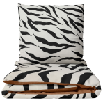 Satin bettwäsche set "Exotic Zebra". Bettwäsche mit Tieren, 135/140x200 cm, 200x200 cm, 200x220 cm. Weiße bettwäsche mit schwarzem zebramuster und braunem akzent auf der innenseite Satin bettwäsche set "Exotic Zebra". Bettwäsche mit Tieren, 135/140x200 cm, 200x200 cm, 200x220 cm. Weiße bettwäsche mit schwarzem zebramuster und braunem akzent auf der innenseite