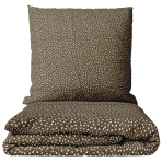 Premium satin bettwäsche set "Frisson". Bettwäsche 155x200, 135/140x200 cm, 150x200 cm, 155/160x200 cm, 180x200 cm, 200x200 cm, 200x220 cm. Dunkelbraunes bettwäsche-set mit feinem muster kleiner weißer blüten.