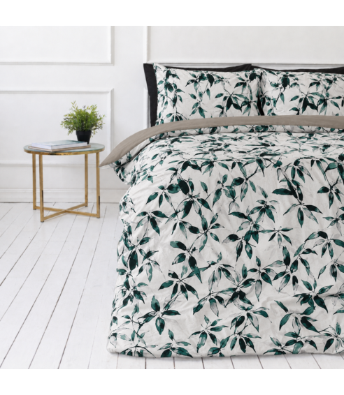 Premium satin bettwäsche set "Nature’s Sketch". Bettwäsche aus Satin