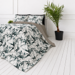 Premium satin bettwäsche set "Nature’s Sketch". Grüne Bettwäsche, 135/140x200 cm, 200x200 cm, 200x220 cm. Helle und frische bettwäsche, passend für verschiedene einrichtungsstile.