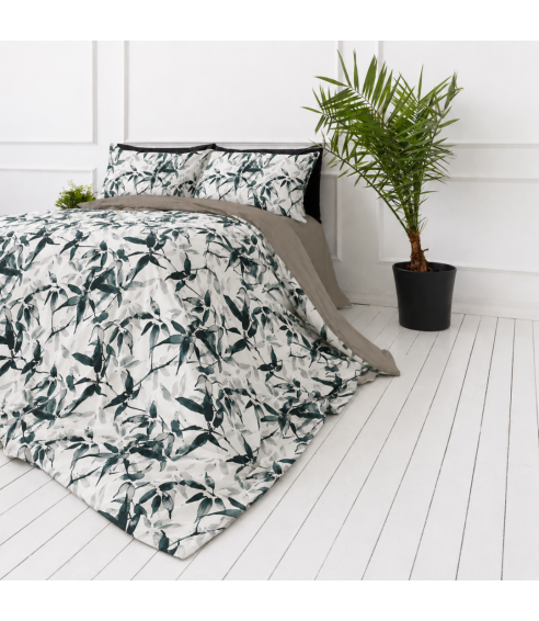 Premium satin bettwäsche set "Nature’s Sketch". Bettwäsche aus Satin