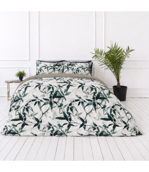 Premium satin bettwäsche set "Nature’s Sketch". Bettwäsche aus Satin