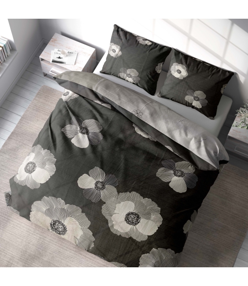 Satin bettwäsche set "Poppiescape". Bettwäsche aus Satin