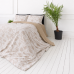 Satin bettwäsche set "Sand Damask". Bettwäsche 135x200, 135/140x200 cm, 200x200 cm, 200x220 cm. Elegantes cremefarbenes baumwollsatin-bettwäsche-set mit zartem pflanzenornament und kontrastierenden schwarzen details. Satin bettwäsche set "Sand Damask". Bettwäsche 135x200, 135/140x200 cm, 200x200 cm, 200x220 cm. Elegantes cremefarbenes baumwollsatin-bettwäsche-set mit zartem pflanzenornament und kontrastierenden schwarzen details.