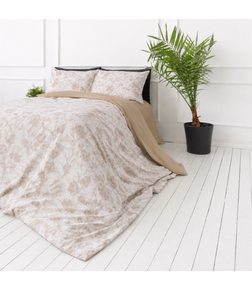Satin bettwäsche set "Sand Damask". Bettwäsche aus Satin