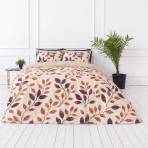 Satin bettwäsche set "Terracotta". Bettwäsche 135x200, 135/140x200 cm, 200x200 cm, 200x220 cm. Baumwollsatin-bettwäsche mit pflanzenmuster in warmen blattfarben Satin bettwäsche set "Terracotta". Bettwäsche 135x200, 135/140x200 cm, 200x200 cm, 200x220 cm. Baumwollsatin-bettwäsche mit pflanzenmuster in warmen blattfarben