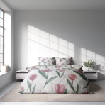 Satin bettwäsche set "Tuliplace". Bettwäsche aus Satin, 135/140x200 cm