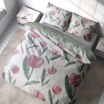 Satin bettwäsche set "Tuliplace". Bettwäsche aus Satin, 135/140x200 cm