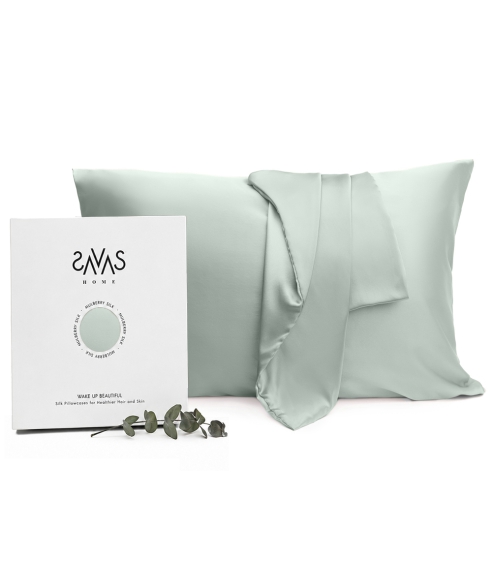 Seidenkissenbezug „Spearmint“. Seidenbettwäsche
