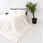 Seidenbettwäsche set "Pearl White Silk". Weiße Bettwäsche, 200x220 cm. Warmes creme-farbenes luxuriöses bettwäsche-set.