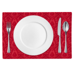 Tischset „Red baroque placemat“ 1 stk.. Tischdecke aus Leinen, 30x45 cm. Rote tischunterlage mit elegantem jacquard-muster, die ihren festlichen tisch perfekt ergänzt.