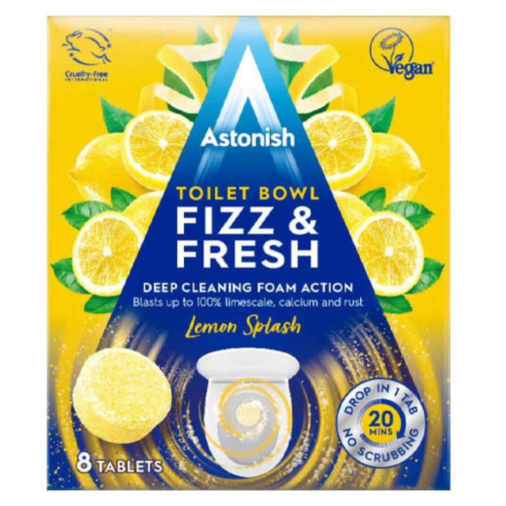 Wc reinigungstabletten „Lemon splash Astonish“. Reinigungsmittel. Toiletten-tabletten mit zitronenduft für sauberkeit und frische im wc. Wc reinigungstabletten „Lemon splash Astonish“. Reinigungsmittel. Toiletten-tabletten mit zitronenduft für sauberkeit und frische im wc.