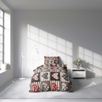 Babybettwäsche ”Brown love tiles”. Babybettwäsche, 100x140 cm. Buntes bettwäscheset mit herzmustern in brauntönen und blumenmotiven, das einen verspielten und eleganten akzent in ihr schlafzimmer bringt.