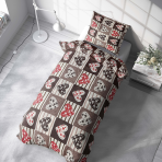 Babybettwäsche ”Brown love tiles”. Babybettwäsche, 100x140 cm. Weiches und stilvolles bettwäscheset mit blumenherzen und streifen, das eine gemütliche und einladende atmosphäre in ihrem schlafzimmer schafft.