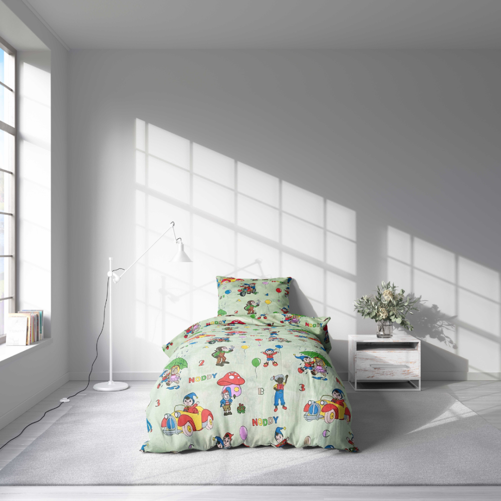Bettwäsche set „Balloons and Friends“. Kinderbettwäsche, 135/140x200 cm. Fröhliches und farbenfrohes bettwäscheset für kinder, ideal für das kinderzimmer mit festlichem motiv.