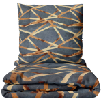 Bettwäsche set "Zafirion". Bettwäsche 155x200, 135/140x200 cm, 150x200 cm, 155/160x200 cm. Dunkelgraues bettwäsche-set mit goldenen linien.