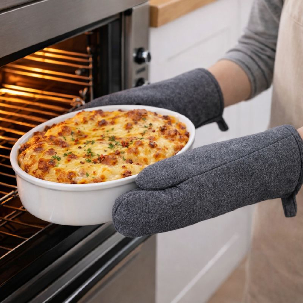 Ofenhandschuhe "Harbor Grid glove". Ofenhandschuhe. Einfarbiger dunkelgrauer baumwoll-ofenhandschuh