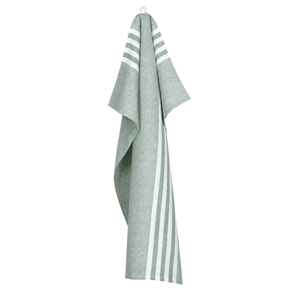Küchentücher „Olive Kitchen Towel“. Geschirrtücher. Graugrünes küchentuch mit weißen streifen in unterschiedlichen breiten Küchentücher „Olive Kitchen Towel“. Geschirrtücher. Graugrünes küchentuch mit weißen streifen in unterschiedlichen breiten