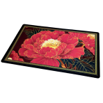 Badematte „Euphoria mat“, 58x88 cm. Schwarze badematte mit rotem blumenmotiv und goldenem ornament. Badematte „Euphoria mat“, 58x88 cm. Schwarze badematte mit rotem blumenmotiv und goldenem ornament.