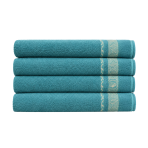 Badetuch „Seafoam olympian“, 50x100 cm, 70x140 cm. Türkisfarbenes handtuch mit goldenem ornament am oberen rand Badetuch „Seafoam olympian“, 50x100 cm, 70x140 cm. Türkisfarbenes handtuch mit goldenem ornament am oberen rand